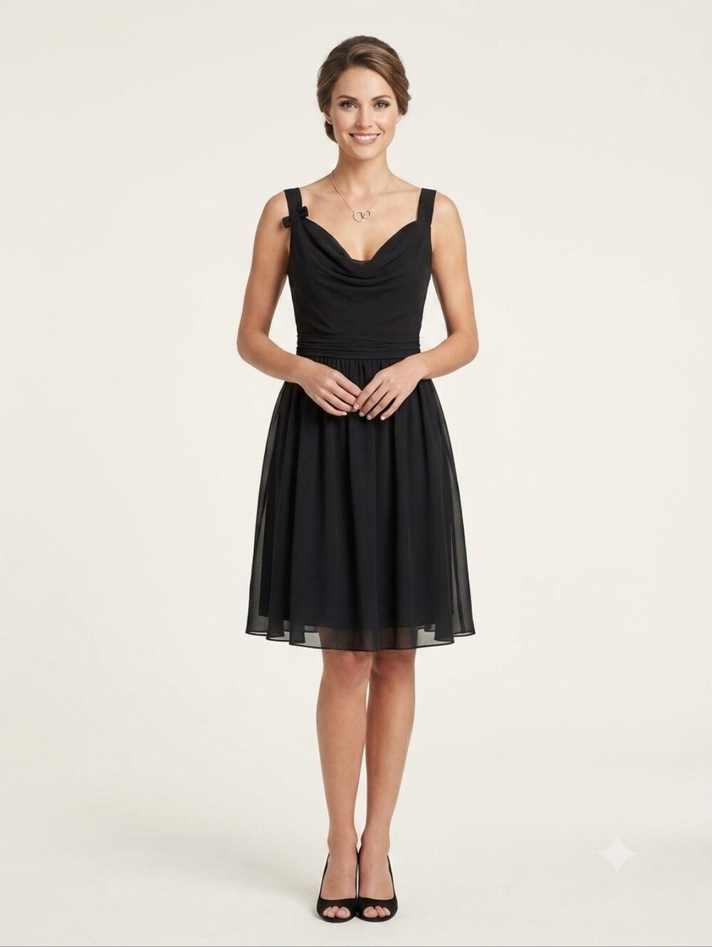 Women’s Black Sleeveless Cowl Neck Dress